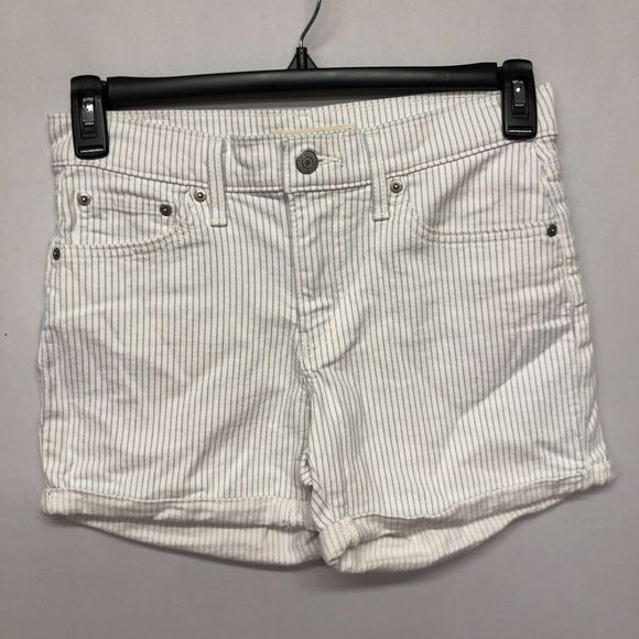 Levi's Women Mid Length Shorts Size 28 Striped Cotton Blend M127 -18 - Picture 15 of 16